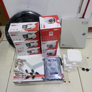 Hikvision 6 cctv smart hybrid 8 channel dvr machine  with 100m cable, 1TB HDD