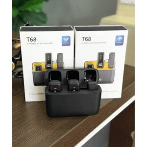 T68 Professional 2.4ghz Wireless Microphone Set Handheld Hand Stick Noise Reduction Lapel Lavalier Microphone With Charging Case